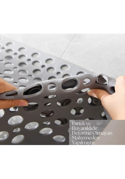Vantuzlu Banyo Ve Duş Kaydırmazı Duşakabin Küvet Içi Vakumlu Banyo Paspası 36x66 Cm Gri