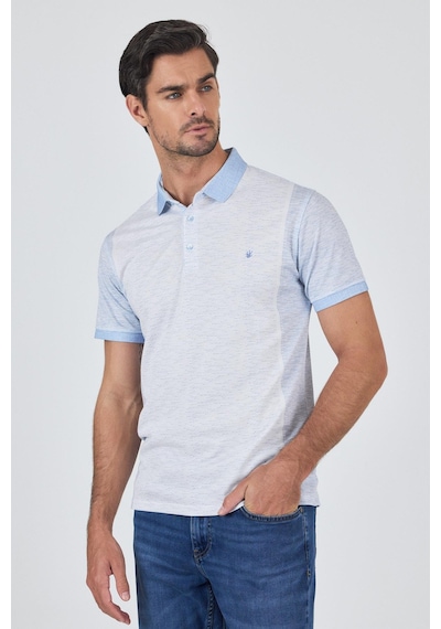 Kısa Kol Baskılı Pike Polo Yaka Cepsiz Slim Fit Tişört 1011250167 Koyu Mavi
