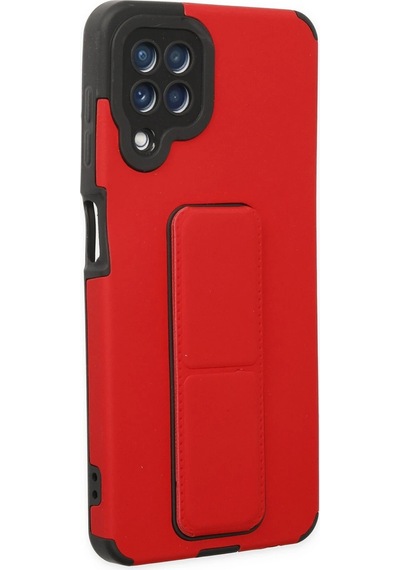 Drnds Newface Samsung Uyumlu Galaxy A22 Kılıf Mega Standlı Silikon - Kırmızı