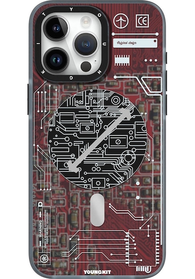 Apple Uyumlu iPhone 15 Pro Max Kılıf Magsafe Şarj Özellikli Youngkit Technology Serisi Kapak Siyah