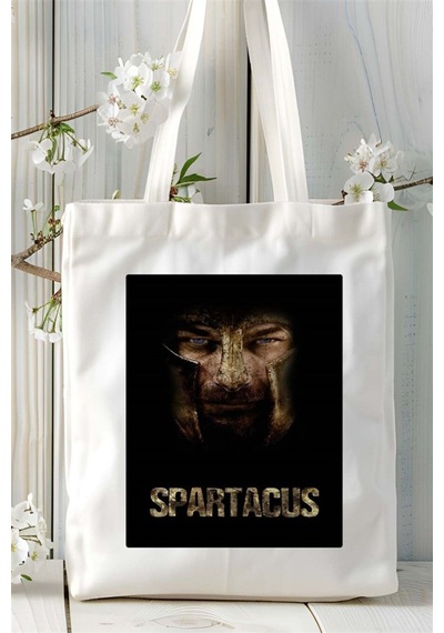 Art Hediye Spartacus Spartaküs Baskılı Bez Çanta Omuz Çantası Kişiye Özel Desen 2 Çok Renkli