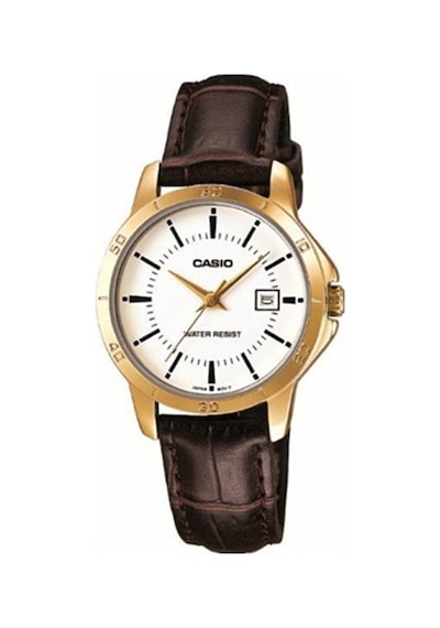 Casio Ltp-v004gl-7audf Quartz Deri Kahverengi 30 Mm Kadın Kol Saati Altın