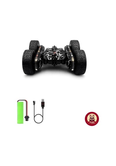Oyuncak Led Işıklı 360 Akrobat Uzaktan Kumandalı Araba Şarjlı 4x4 Off Road Dublör Oyuncak Araba Siyah