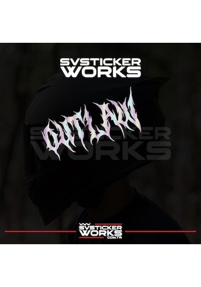 Outlaw Yazılı Kask Sticker Tüm Kasklar Uyumlu Tek Yön 1 Adet Hologram