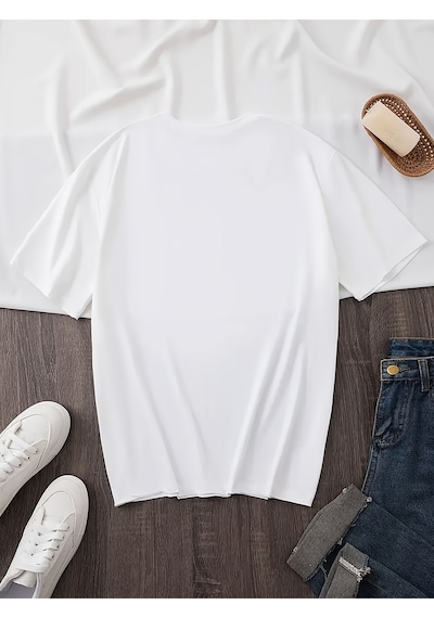 Uyguntarz Unisex Kalpli Kurdele Baskılı Tasarım Tshirt Beyaz