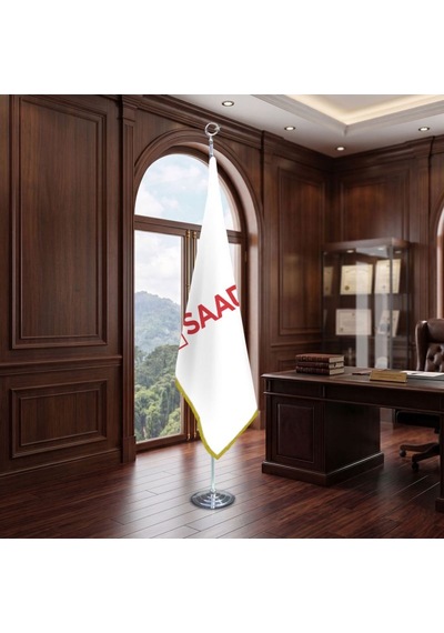 Saadet Partisi Direkli - Altın Saçaklı Saten Makam Bayrağı Seti Krom Direk Diğer