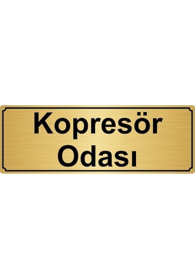 Altın Metal Kompresör Odası Yönlendirme Levhası 7cm X 20cm
