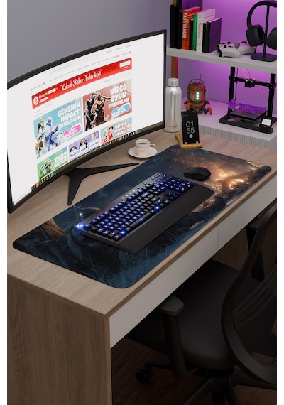 Dark Souls Kaymaz Dikişli Kauçuk Oyuncu Mousepad V5 - 90x40 Xxl Gaming Mouse Pad Fare Altlığı