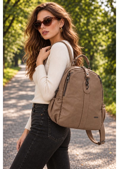 Just Polo Kadın Günlük Şık Ve Fonksiyonel Model Çok Bölmeli Sırt Çantası 377039gny Kum