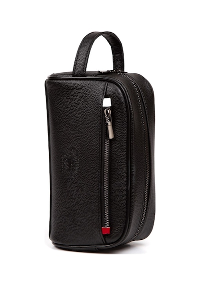 Newish Polo Erkek Deri Portföy Clutch Traş Kozmetik Bakım Ve Günlük El Çantası 14x24cm New171 - Siyah