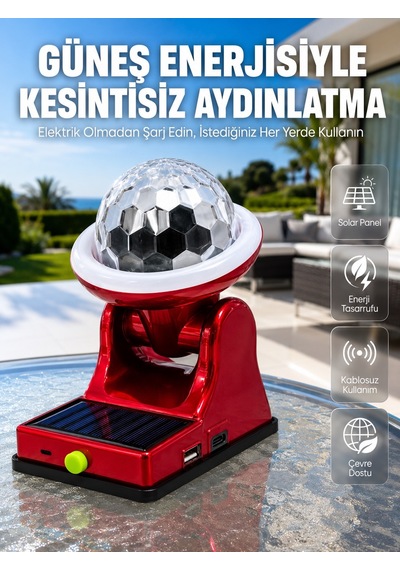 Şarjlı Rgb Projektör Lamba Güneş Enerjili Çok Fonksiyonlu Disco Işık Lambası Diğer