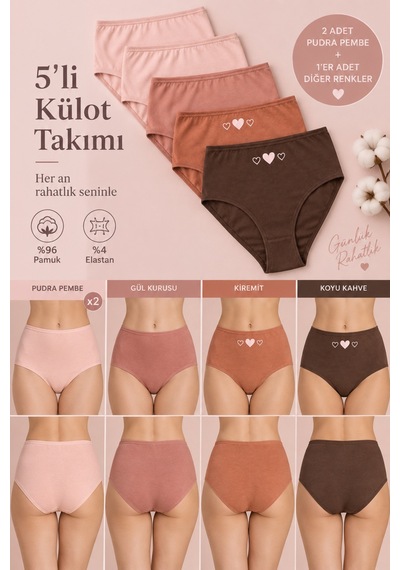 Lılac Kadın %96 Pamuk Örme Kahverengi Çok Renkli Hipster 5'li Külot Paketi Çok Renkli Çok Renkli Lılac Kadın %96 Pamuk Örme Kahverengi Çok Renkli Hipster 5'li Külot Paketi Çok Renkli Çok Renkli
