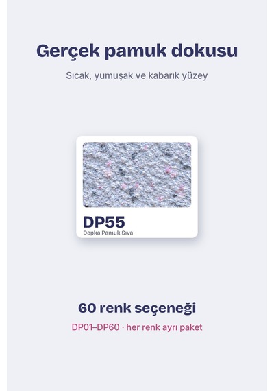 Depka Pamuk Sıva Dp55 2 Kg 7-8 M² İpek Sıva Alternatifi Isı Ve Ses Yalıtımlı Dekoratif Sıva
