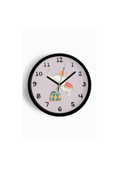 Sevimli Fil Çocuk Odası Duvar Saati - 30cm - Önü Camlı Siyah Kasa - Sessiz Mekanizma-jh1121 Siyah