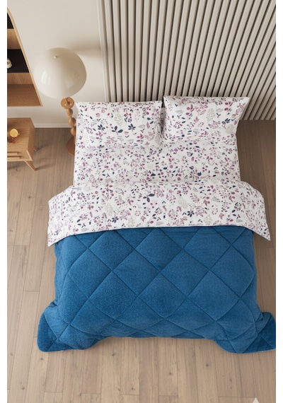 Morena Battal Boy Lüx Wellsoft Yorgan Çift Taraflı - 2 Adet Yastık Kılıflı Yorgan Seti 215x235 Cm Mavi