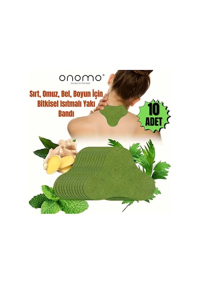 Onomo Health Sırt Omuz Bel Boyun ve Fıtık için Bitkisel Isıtmalı Fizik Yakı Bandı 10 Adet