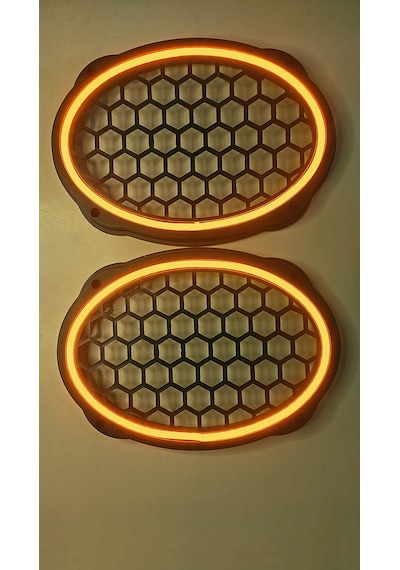 Hoparlör Kapağı Oval 20 Cm Ledli 2'li Takım - Turuncu