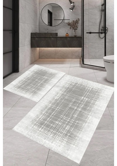 Eliana Home Dijital Baskı 2'li Banyo Paspas Takımı Lna5-fnl306 100x60 Ve 60x50 Cm Gri