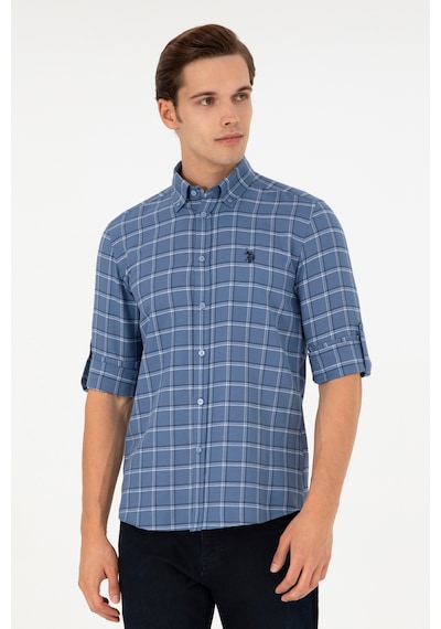 U.s. Polo Assn. Erkek Koyu Mavi Gömlek Desenli 50296615-vr032 Koyu Mavi