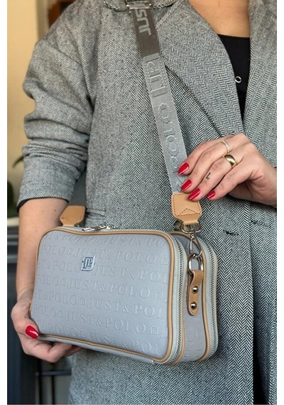 Just Polo Kadın Günlük Kullanıma Uygun Şık Omuz Çantası Ve Cüzdanı Kombin Shopper Gri