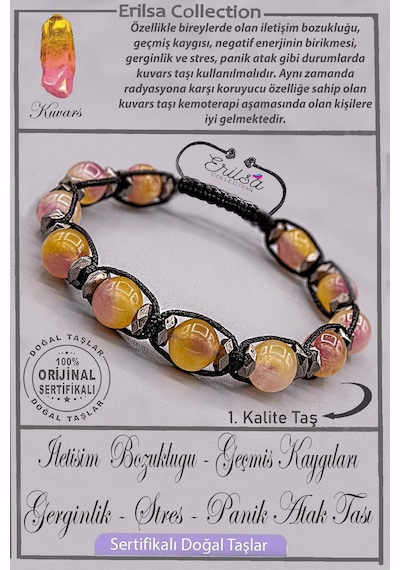 Sertifikalı Gerçek Aaa+ Kalite Terahertz - Sarı Mor Kuvars Taşı B Çok Renkli