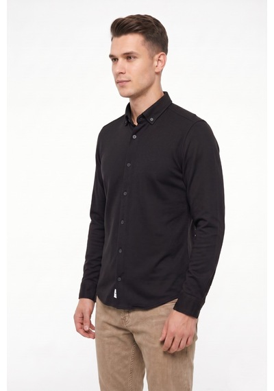 Advante Erkek Spor Slim Fit Uzun Kol Petek Dokulu Gömlek Bgl-st05483 Siyah