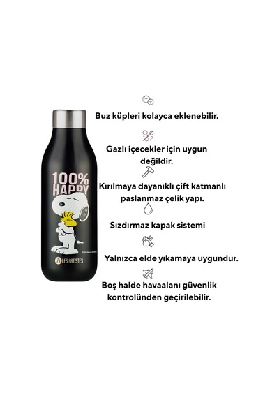 Les Artistes Paris Isı Yalıtımlı Çelik Termos Mug 500ml Happy Snoopy Çok Renkli