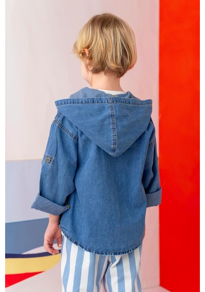 Zeyland Erkek Çocuk Denim Kapşonlu Gömlek - İndigo İndigo