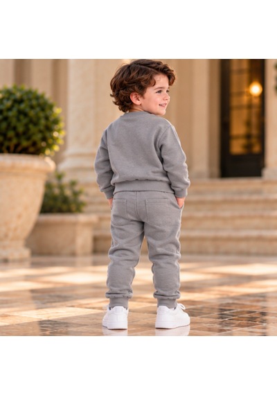 Maxx Kelın Erkek Çocuk Gri Dinozor Baskılı 2'li Takım Sweatshirt Ve Pantolon 6-12-18-24 Ay