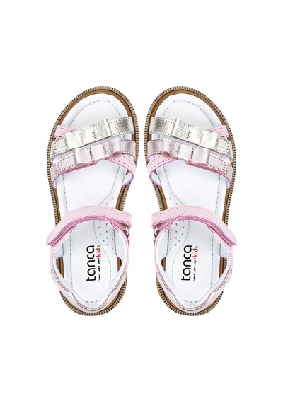 Tamer Tanca Çocuk Hakiki Deri Pembe/gümüş Düz Sandalet 406 4761 Sndlt 31-36 Y26 Pembe/gumus