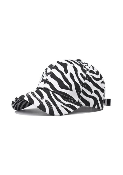 Valkyrie Zebra Desenli Kadın Şapka Ayarlanabilir Baseball Cap Siyah Beyaz Spor Günlük Şapka Siyah - Beyaz