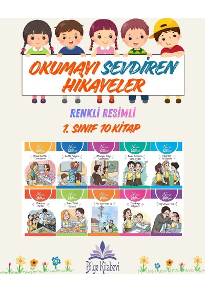 1. Sınıf Okumayı Sevdiren Renkli Resimli Hikayeler 3 - 10 Kitap