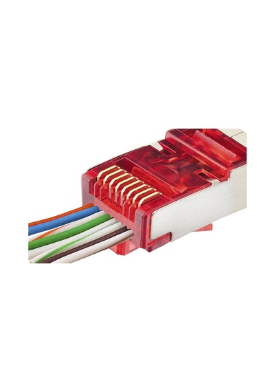 Cat6e Ez Rj45 Metal Konnektör 100 Adet Plastik Kutu - Kırmızı Nd2419 Evimdeyokyok