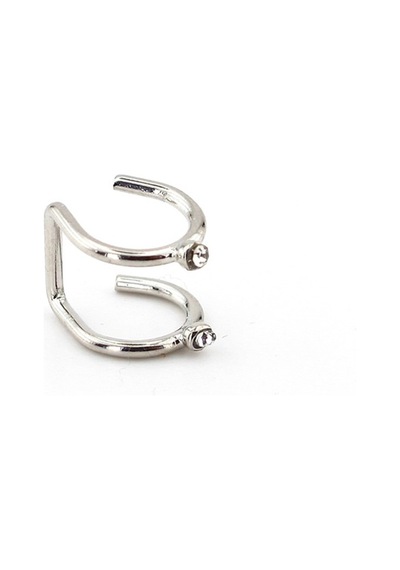 Parlak Gümüş Renkli Earcuff Kikirdak Küpe Taşli Sarmal Ex090 Beyaz