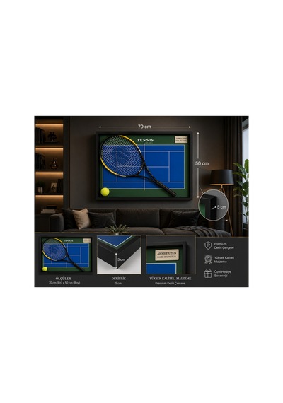 İsme Özel Tenis Tablosu 70x50 Cm 5 Cm Derin Çerçeveli El Yapımı Premium Dekoratif Duvar Tablosu İsme Özel Tenis Tablosu 70x50 Cm 5 Cm Derin Çerçeveli El Yapımı Premium Dekoratif Duvar Tablosu