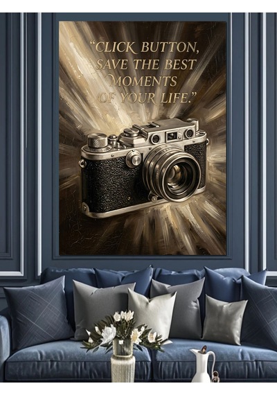 Vintage Fotoğraf Makinesi Ve Yazı Dekoratif Kanvas - Mdf Ahşap Tablo