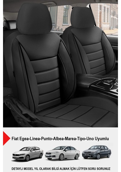 Jet Deri Oto Koltuk Kılıfı Fiat Egea-linea-punto-albea-marea-tipo-uno Uyumlu Siyah