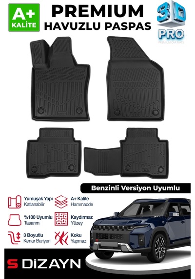 S-dizayn Ssangyong Torres Benzinli 3d Pro Havuzlu Paspas 2023 Üzeri A+ Kalite