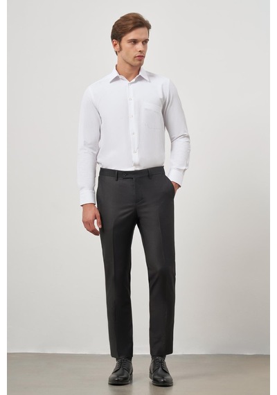 İmza Siyah Düz Bez Ayağı Slim Fit Classic Pantolon 1003245152 Siyah