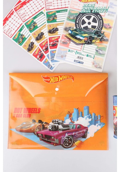 Yeni Sezon Lisanslı Hot Wheels 12 Parça Kırtasiye Seti Çıtçıt Dosya,kalem,silgi,kumbara,kalemtraş,resim Defteri,okul Etiketi Altın