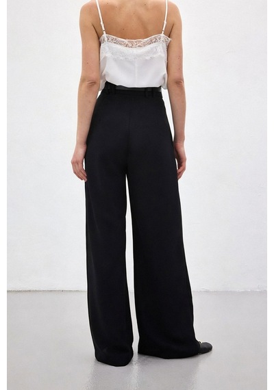 Sateen Luna Krep Pantolon - Siyah-136965 siyah