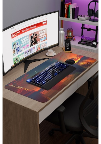 Dijital Gökyüzü V1 90x40 Xxl Gaming Kauçuk Kaymaz Taban Mouse Pad Fare Altlığı