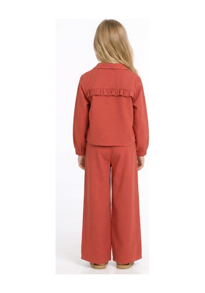Xo Kids Kız Çocuk 3lü Alt Üst Kombin Takmı 4-8 Yaş Set0513 Kiremit
