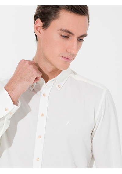 Cacharel Ekru Slim Fit Uzun Kollu Gömlek 15469610
