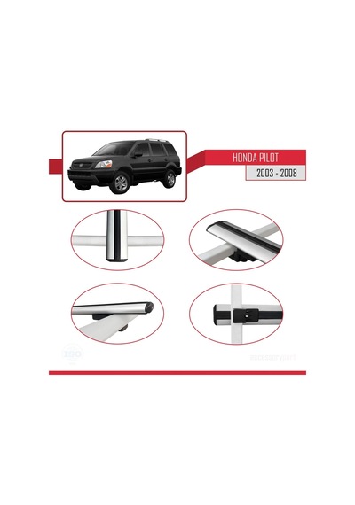 Honda Pilot 2003-2008 Arası İle Uyumlu Basic Model Ara Atkı Tavan Barı Gri 3 Adet