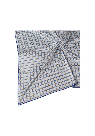 Mim Eşarp Emilya Rayon Desenli Eşarp 90x90 Cm Beyaz - Saks