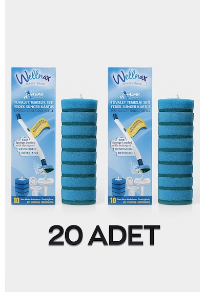 Kullan At 20 Adet Deterjanlı Tuvalet Yedek Süngeri X1 Mavi