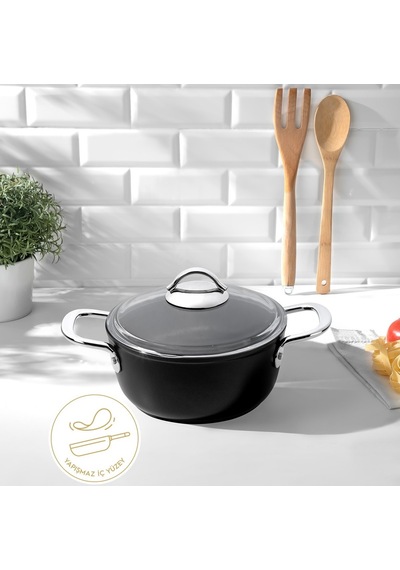 Titanium Siyah 24 Cm Derin Tencere Gri