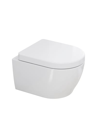 Aqua Bagno Cocon 2.0 Kanalsız Asma Klozet 49 Cm Yavaş Kapanır Kapaklı 2 Parça Set Beyaz Beyaz