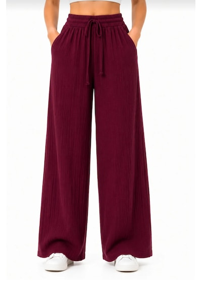 Comeor Comedy Bel Lastikli Geniş Paca Bordo Pantalon